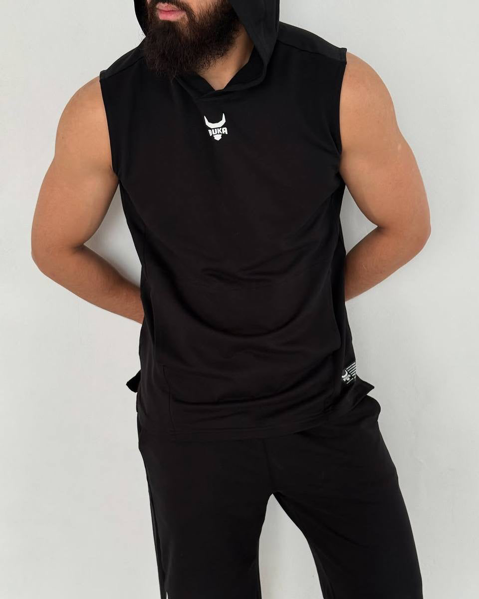 Buka Black Hoodie Tank Oversized