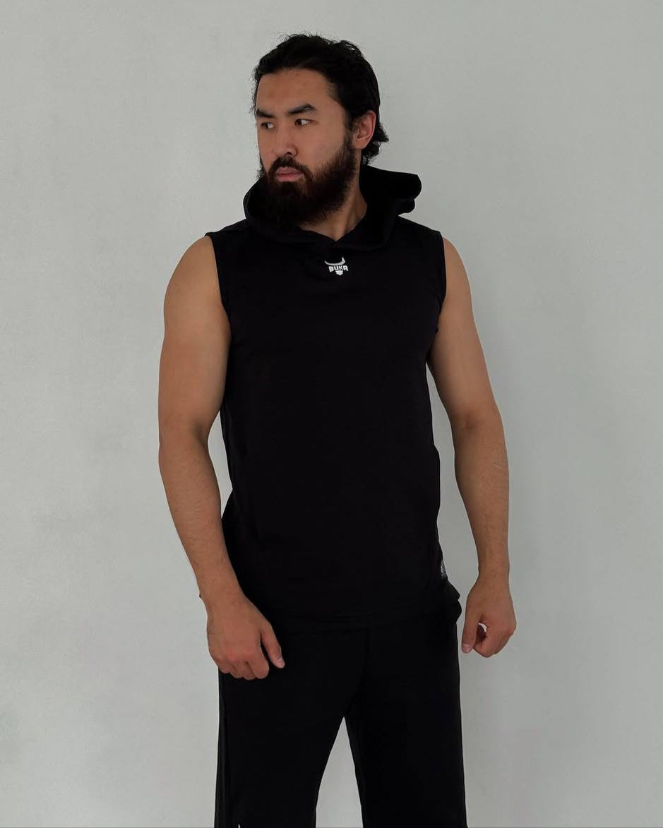 Buka Black Hoodie Tank Oversized