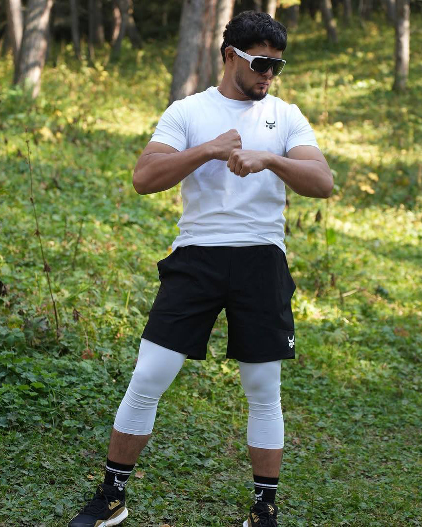 Compression White Knee Leggings